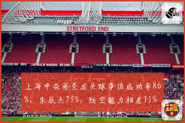 上海申花蒋圣龙头球争顶成功率86%，朱辰杰75%，防空能力相差11%